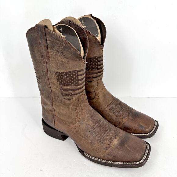 Ariat Mens Circuit Patriot Leather Boots US 11 M EU 44.5 Brown Leather GUC - Picture 5 of 12